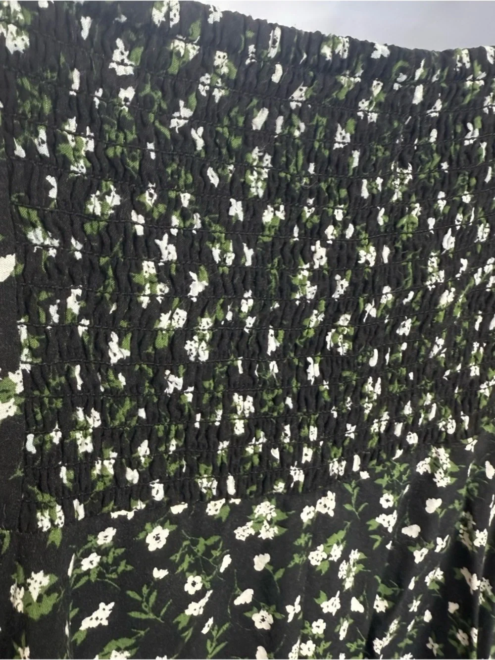 Floral Spaghetti Strap Dress in Black and White green flowers size L old navy - Picture 4 of 11